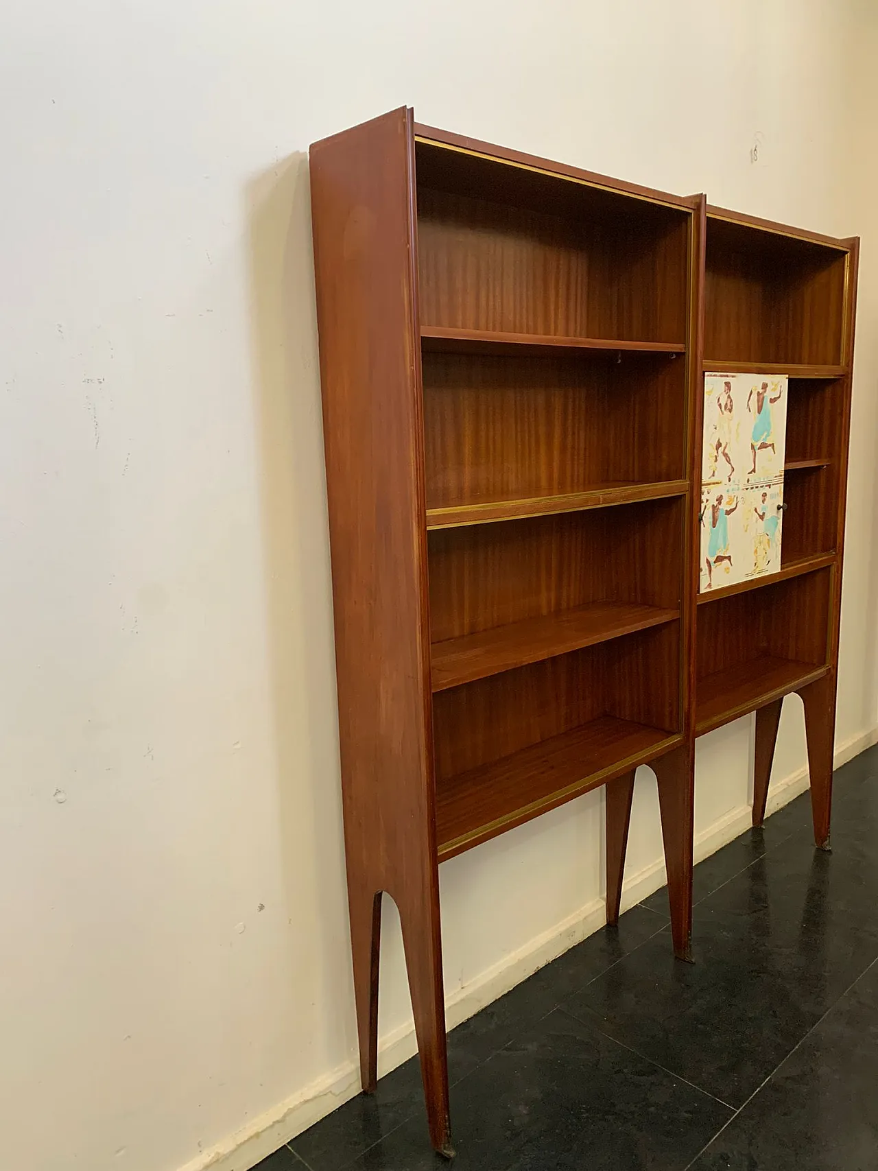 Vintage Mahogany Bookcases with Decorated Doors 1191410