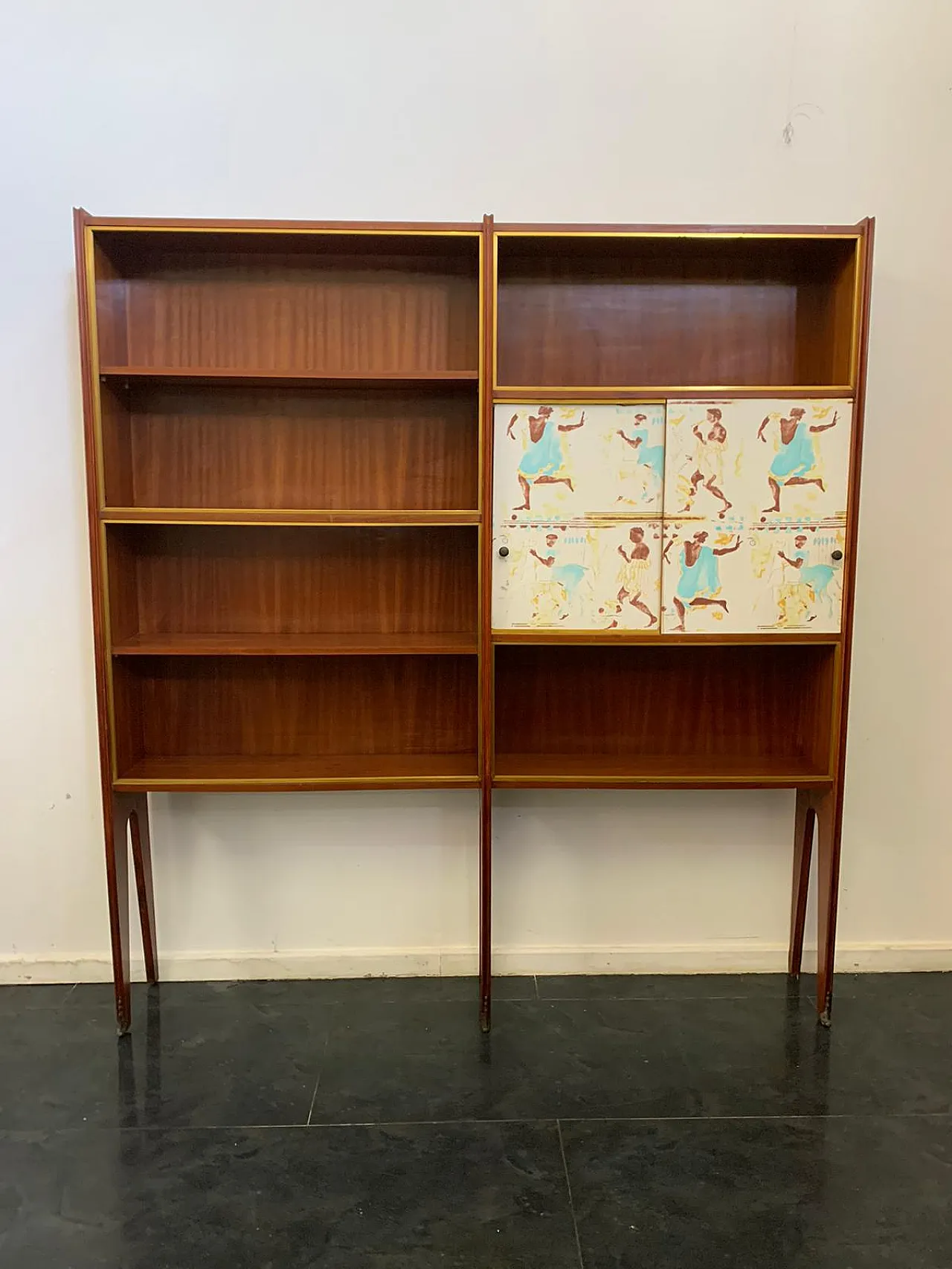 Vintage Mahogany Bookcases with Decorated Doors 1191411