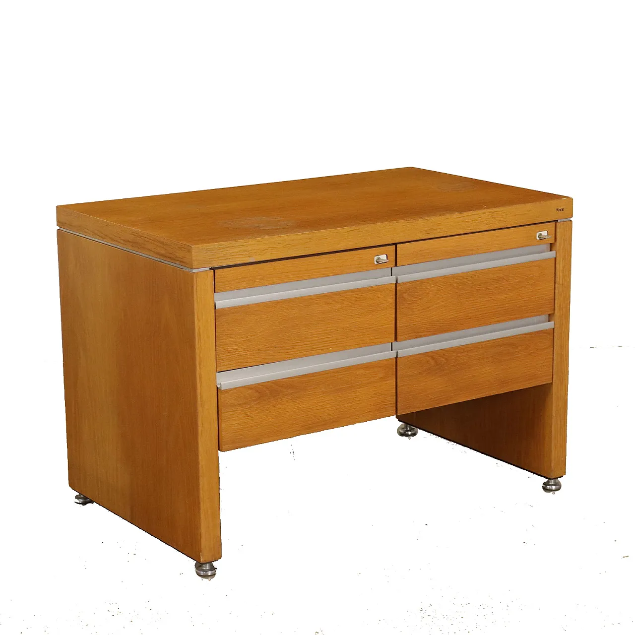 Oak veneered drawer cabinet with aluminium profiles by Knoll, 1980s 1