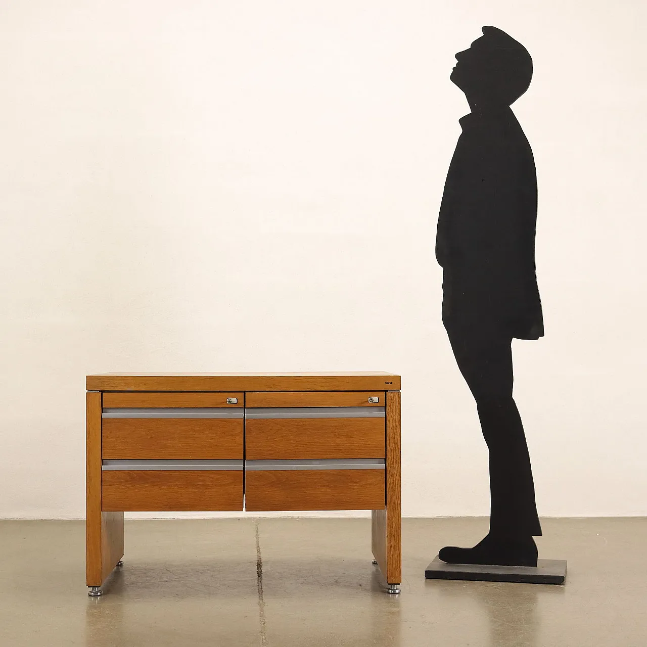 Oak veneered drawer cabinet with aluminium profiles by Knoll, 1980s 2