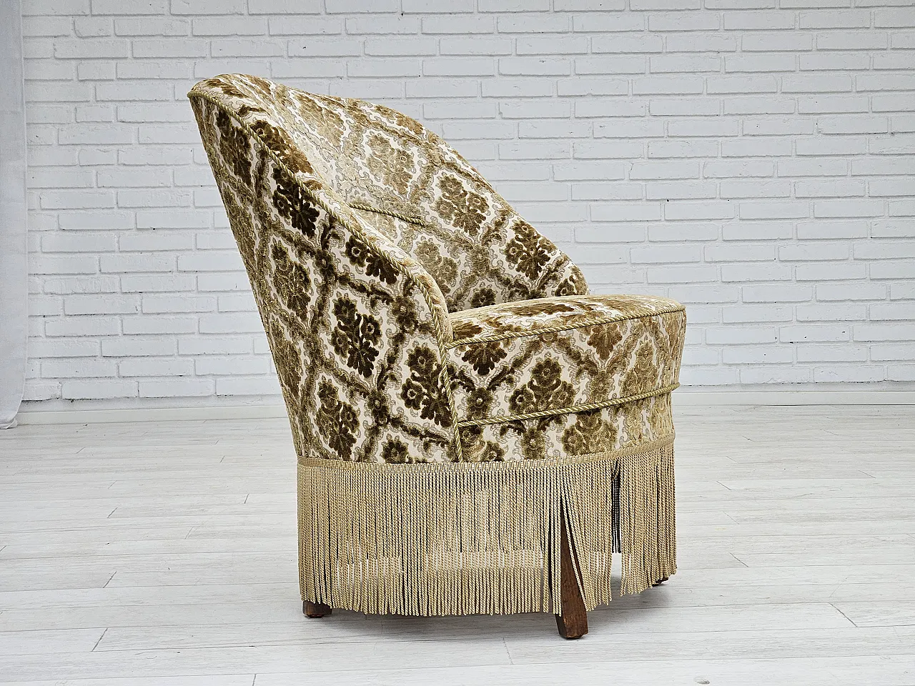 Sedia danese in velluto, anni '50 1