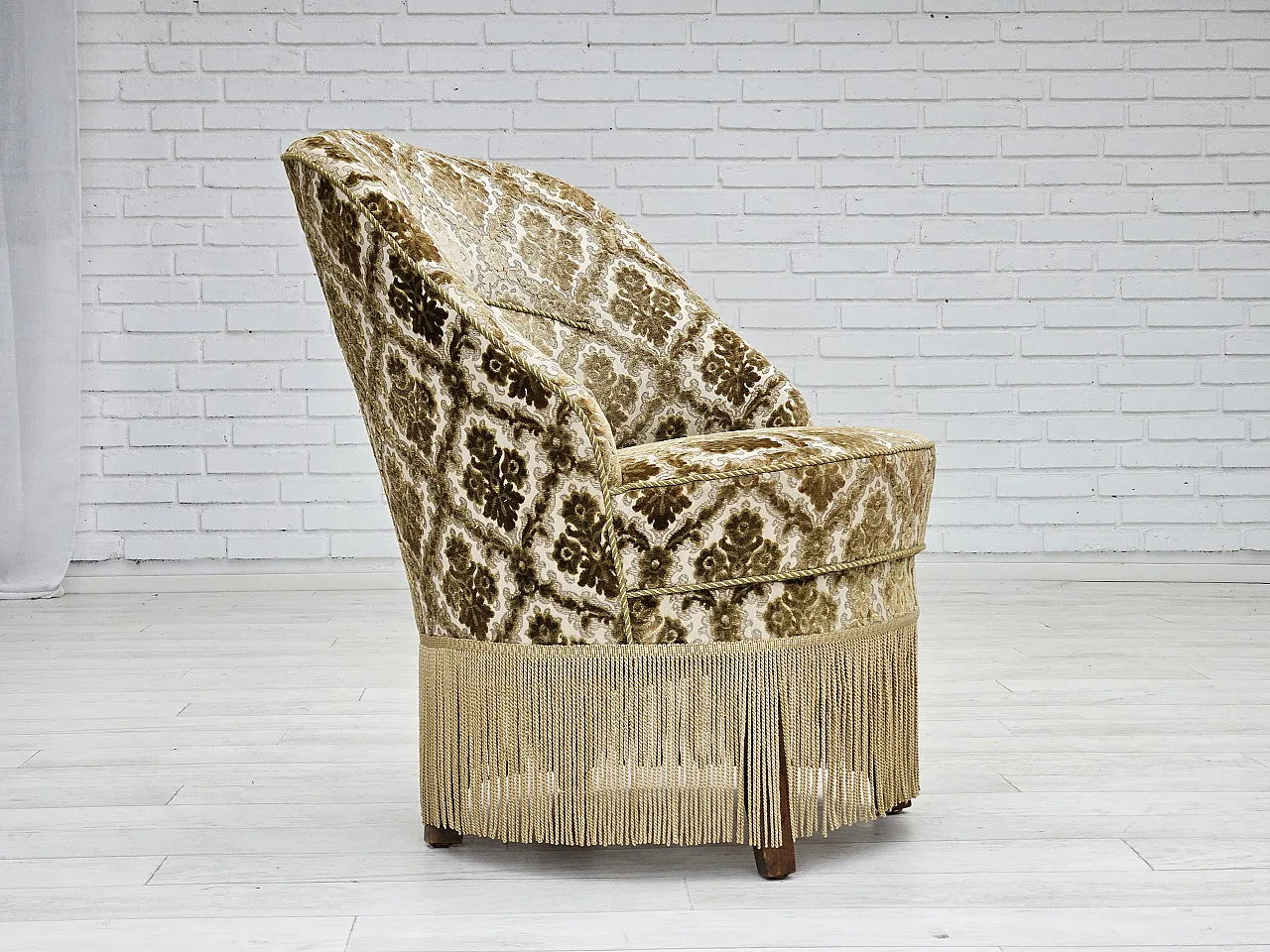 Sedia danese in velluto, anni '50 2