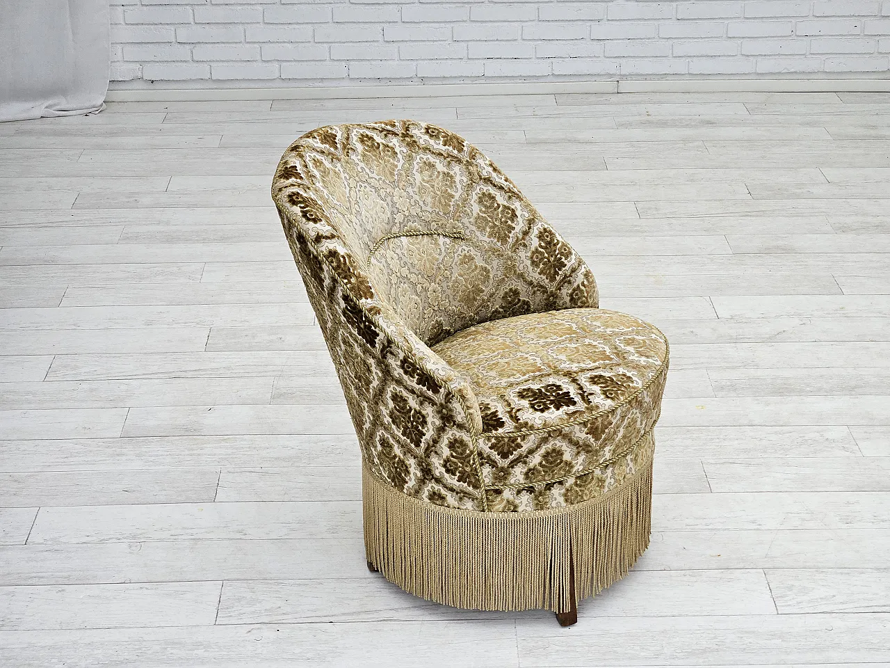 Sedia danese in velluto, anni '50 3