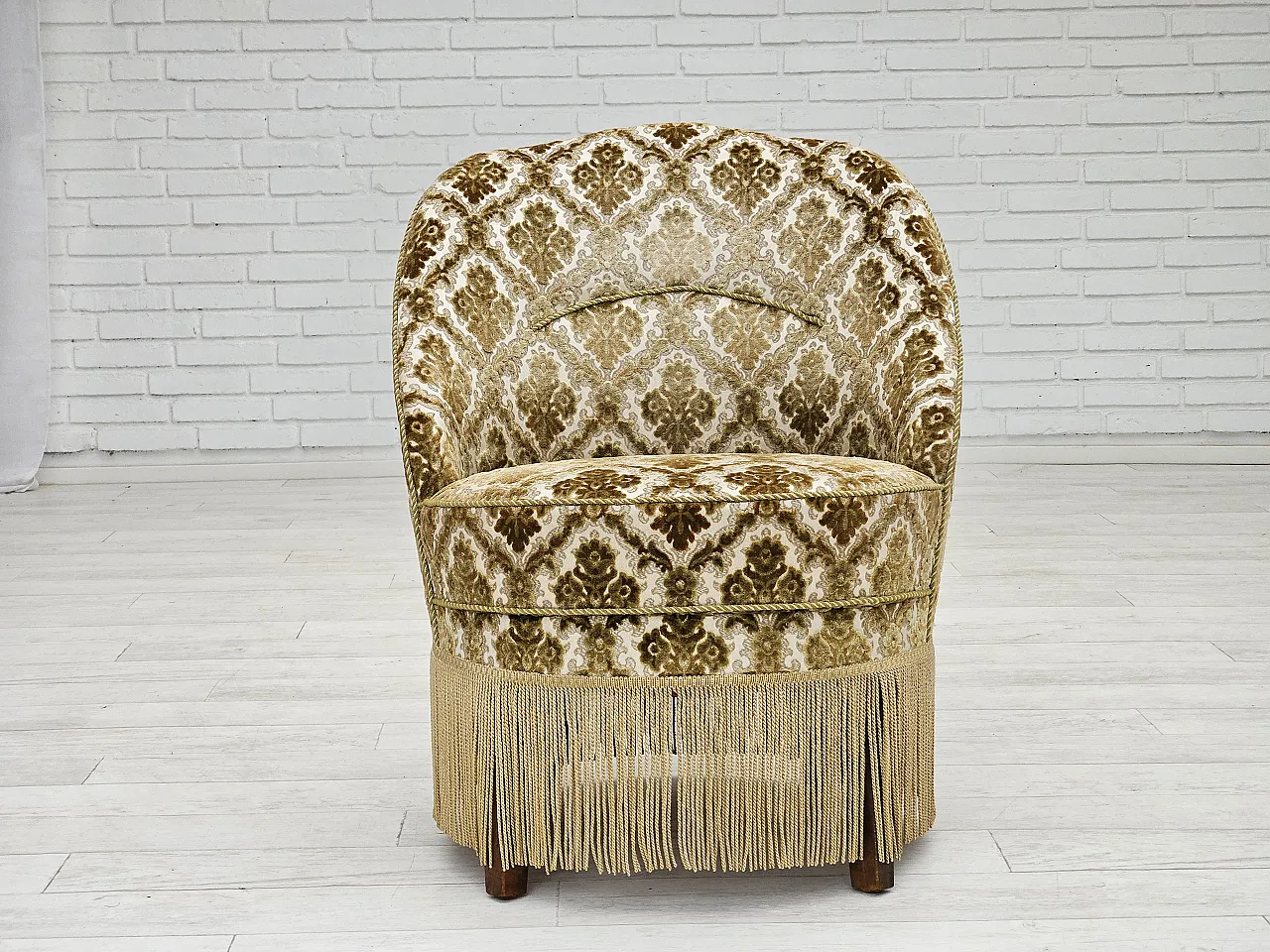 Sedia danese in velluto, anni '50 7