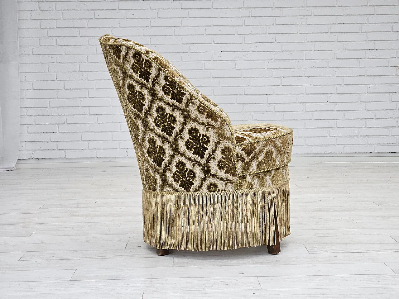 Sedia danese in velluto, anni '50 9