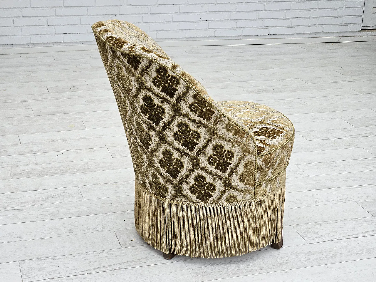 Sedia danese in velluto, anni '50 10