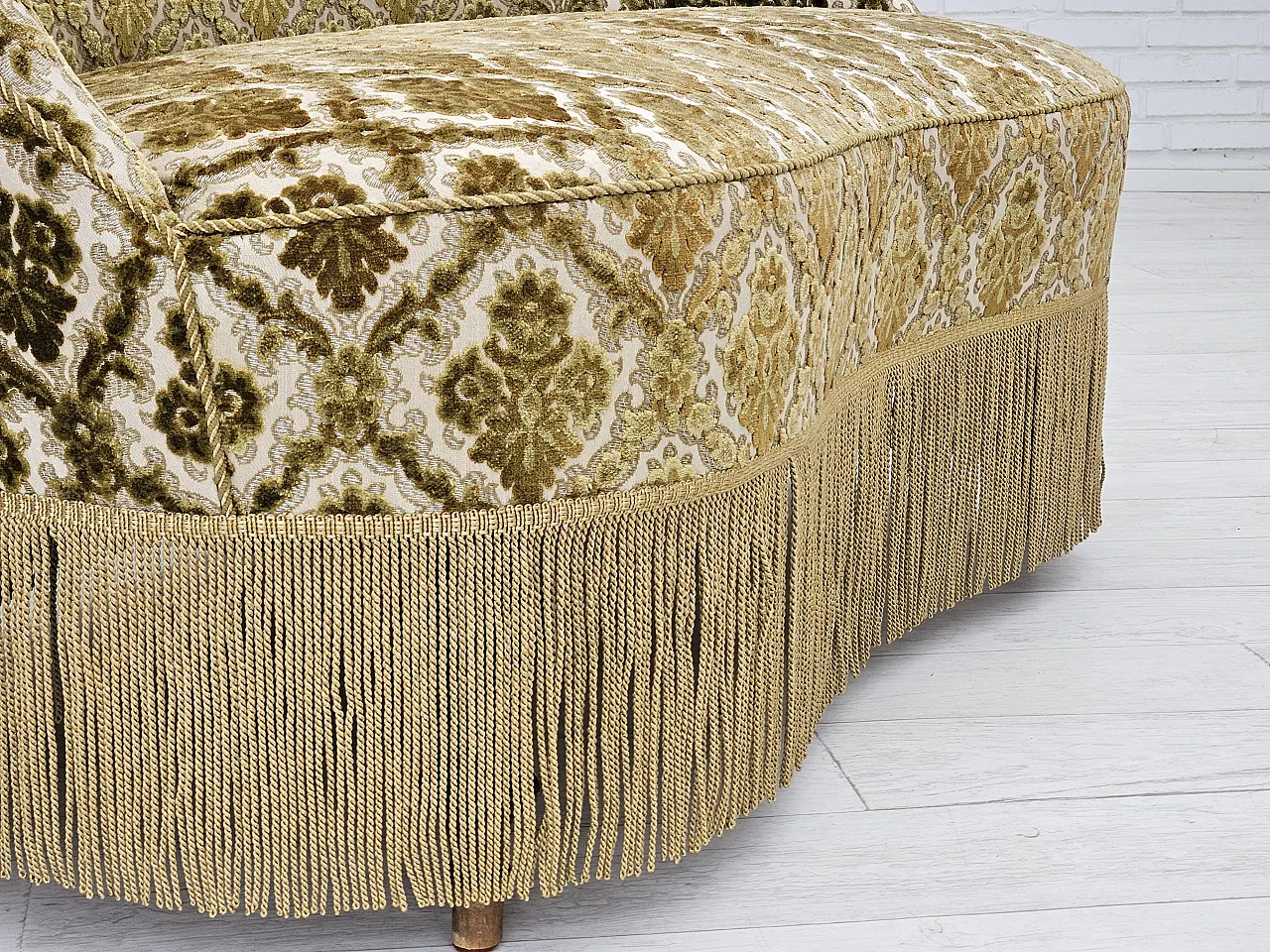 Divano curvo danese a 2 posti in velluto, anni '50 7