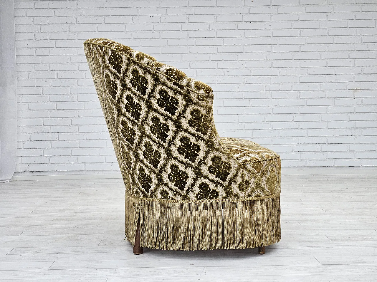 Divano curvo danese a 2 posti in velluto, anni '50 10