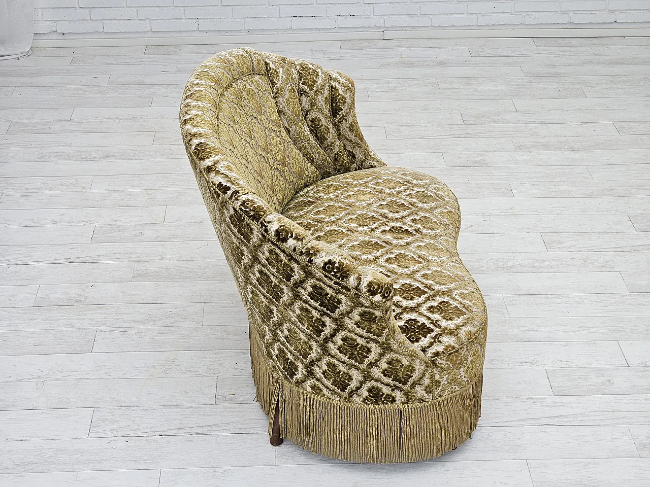 Divano curvo danese a 2 posti in velluto, anni '50 11