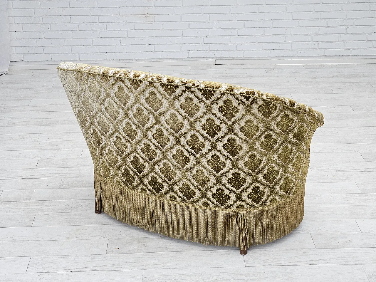 Divano curvo danese a 2 posti in velluto, anni '50 12