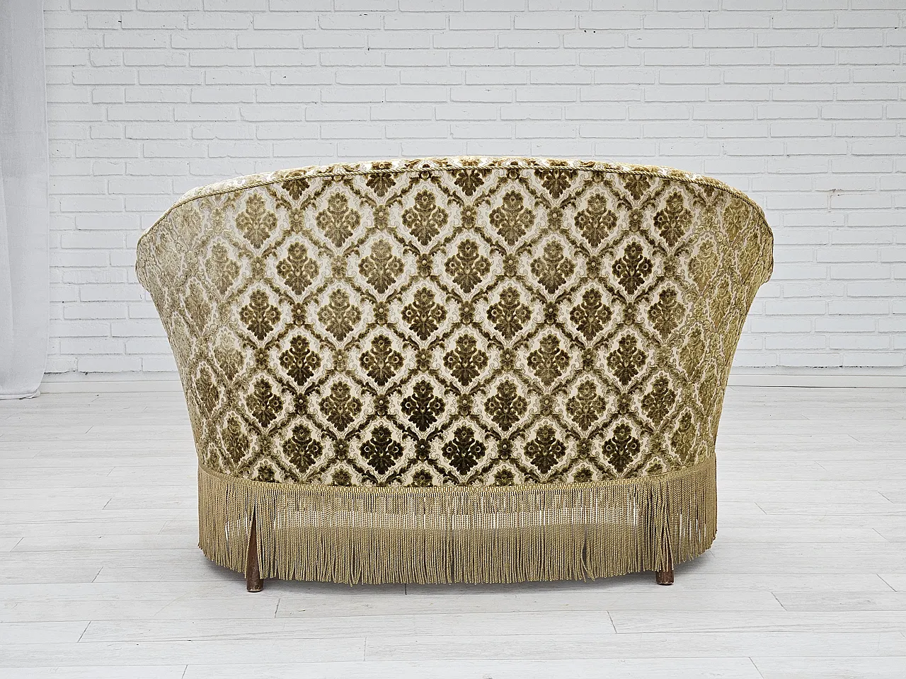 Divano curvo danese a 2 posti in velluto, anni '50 13