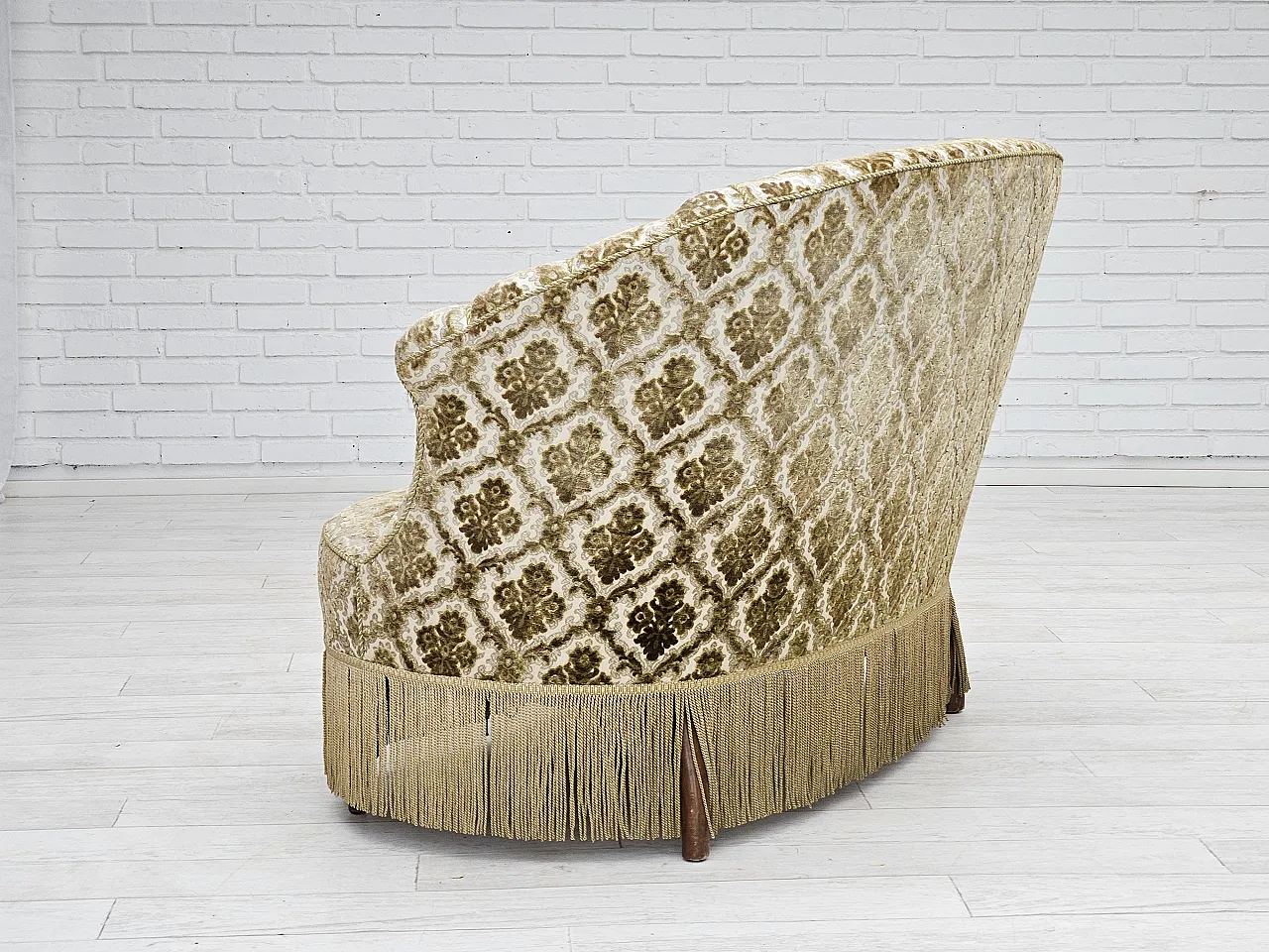 Divano curvo danese a 2 posti in velluto, anni '50 14