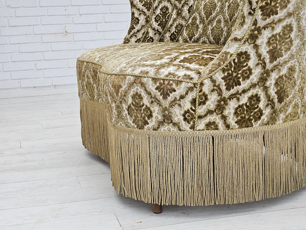 Divano curvo danese a 2 posti in velluto, anni '50 15