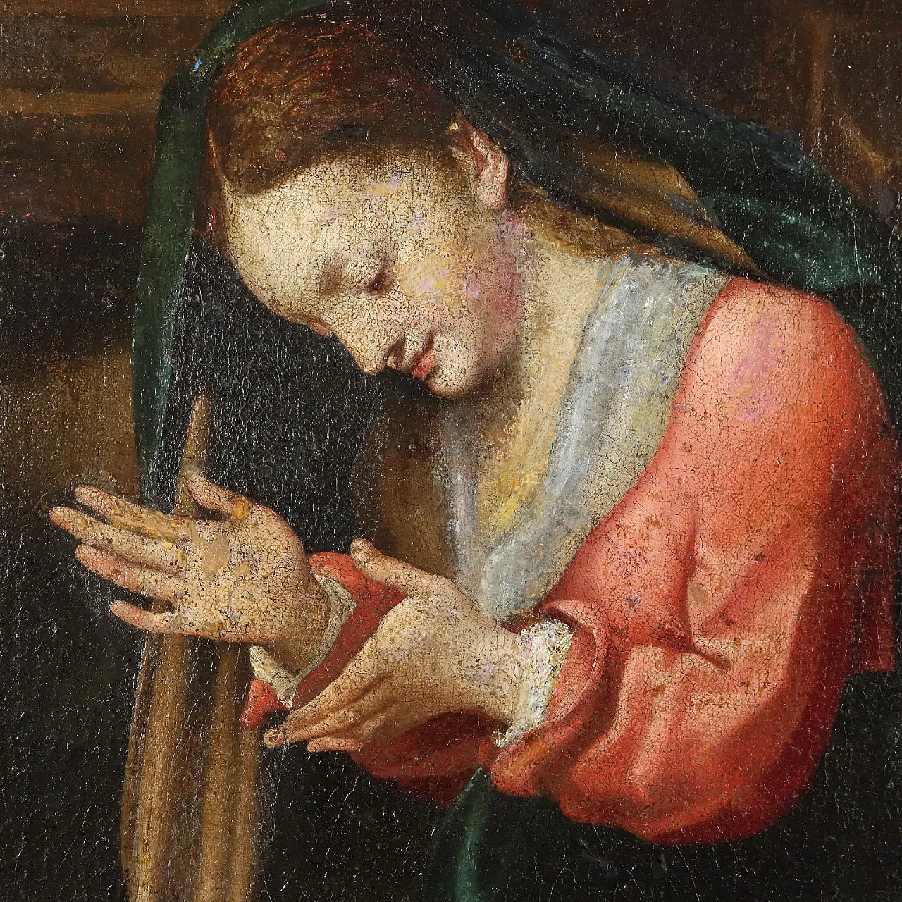 Dipinto Madonna in Adorazione di Gesù Bambino 4