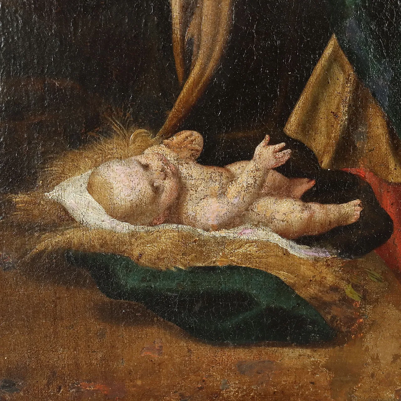 Dipinto Madonna in Adorazione di Gesù Bambino 5