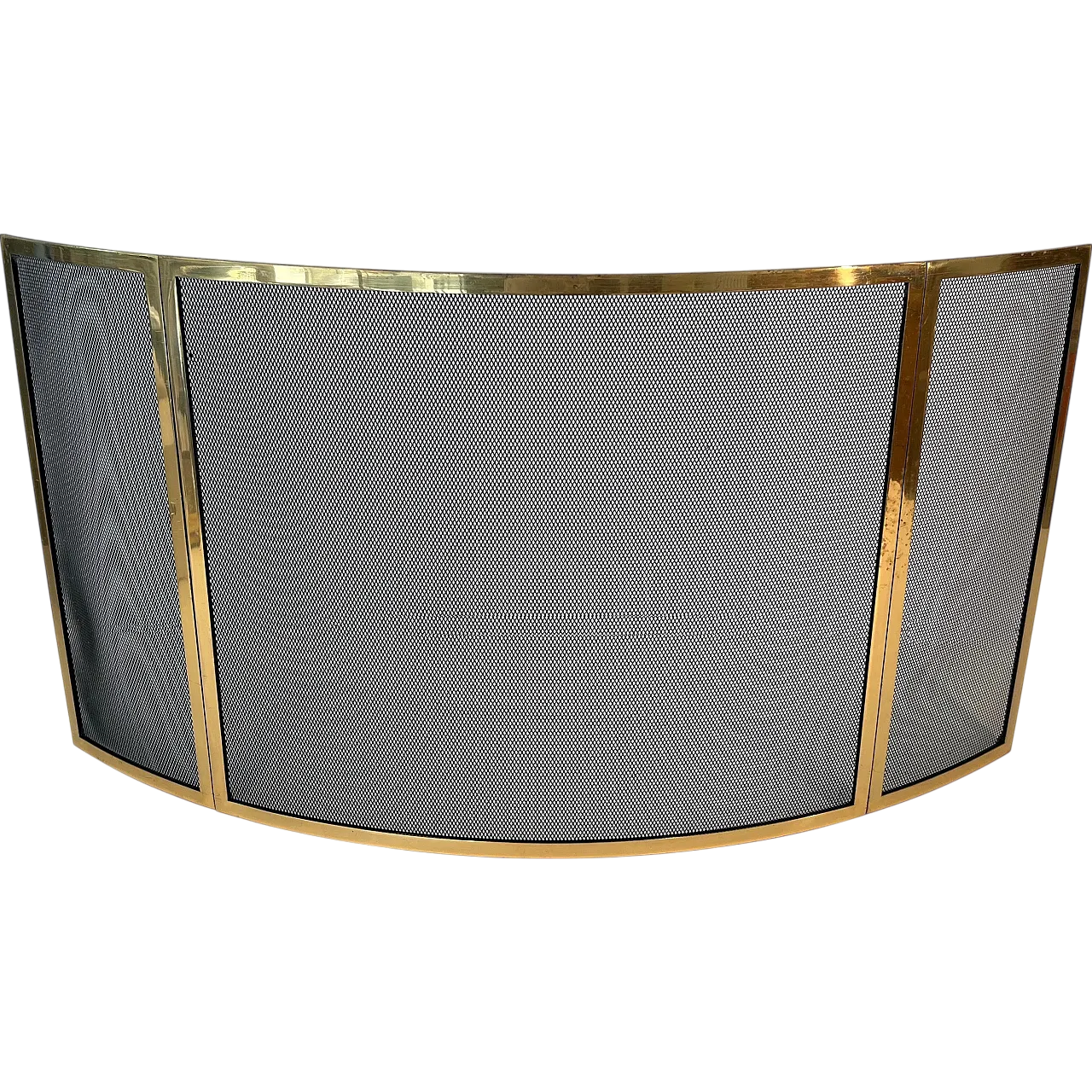 Schermo per caminetto in ottone curvo, anni '70 12