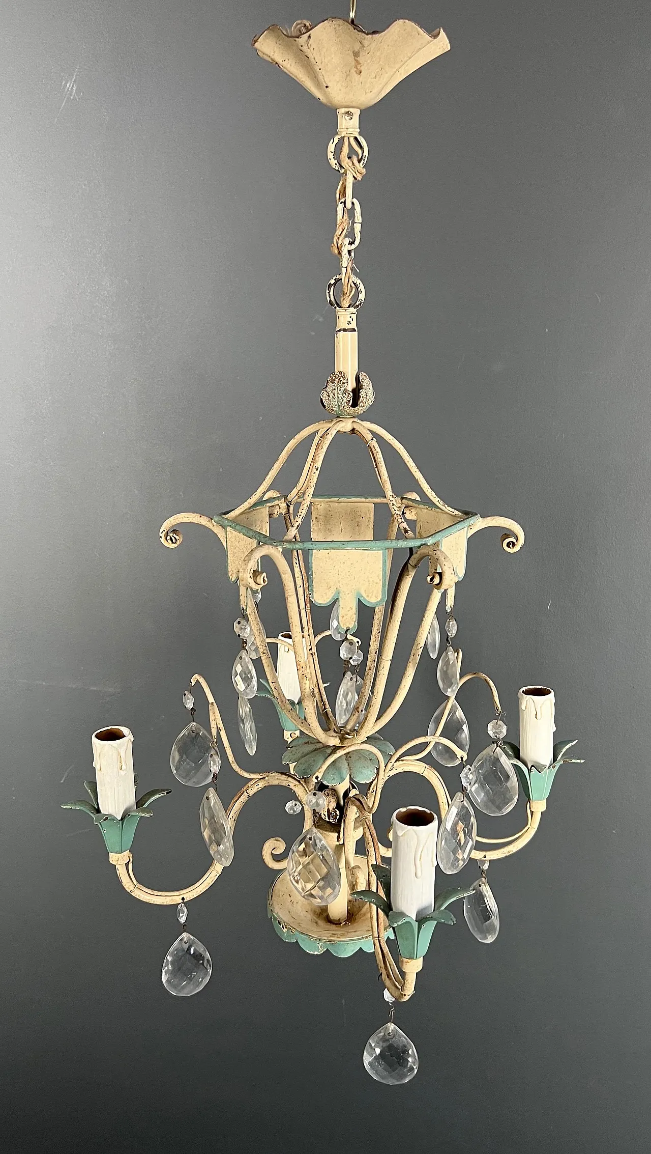 Mongolfiera patinata con cristalli, anni '40 2