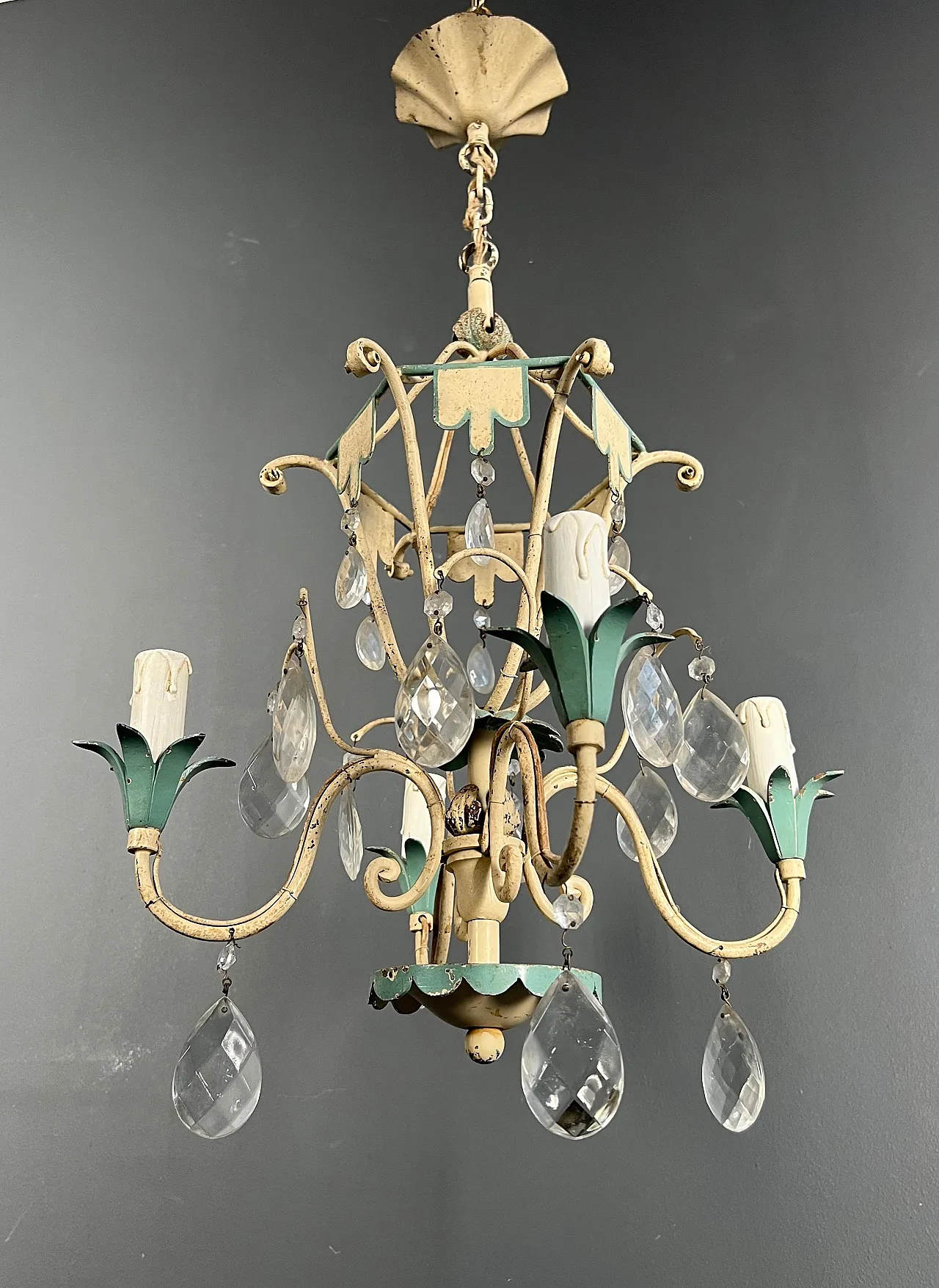 Mongolfiera patinata con cristalli, anni '40 3