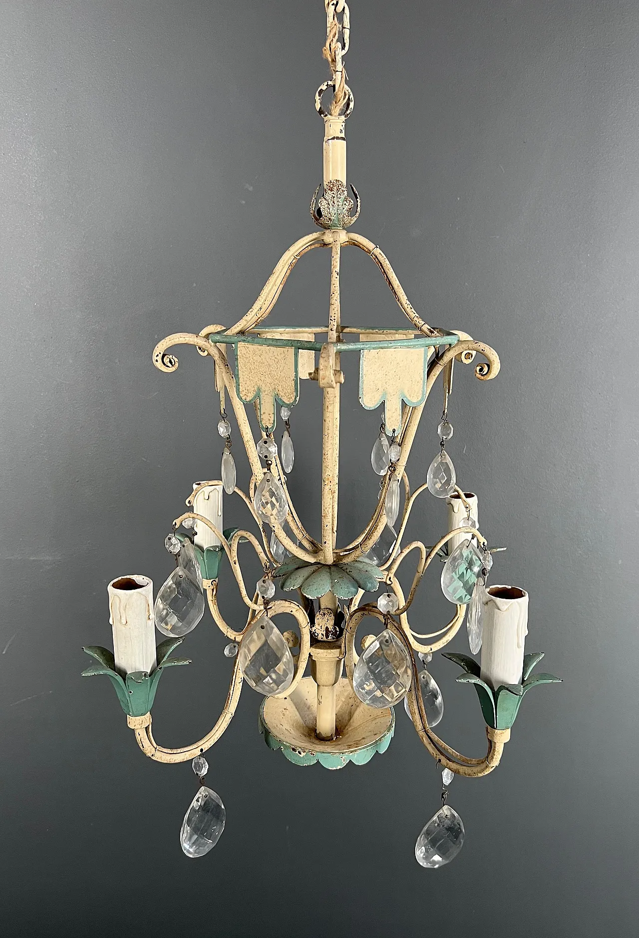 Mongolfiera patinata con cristalli, anni '40 6