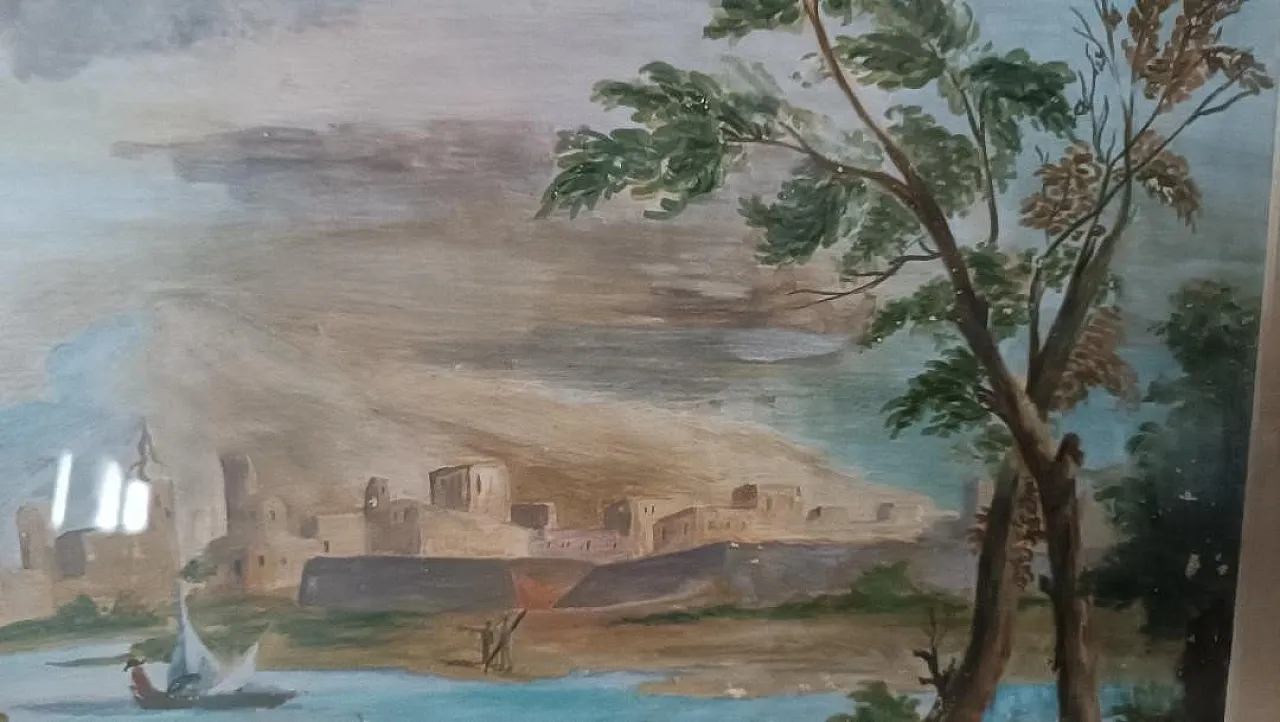 Acquerello con cornice in legno, '700 10