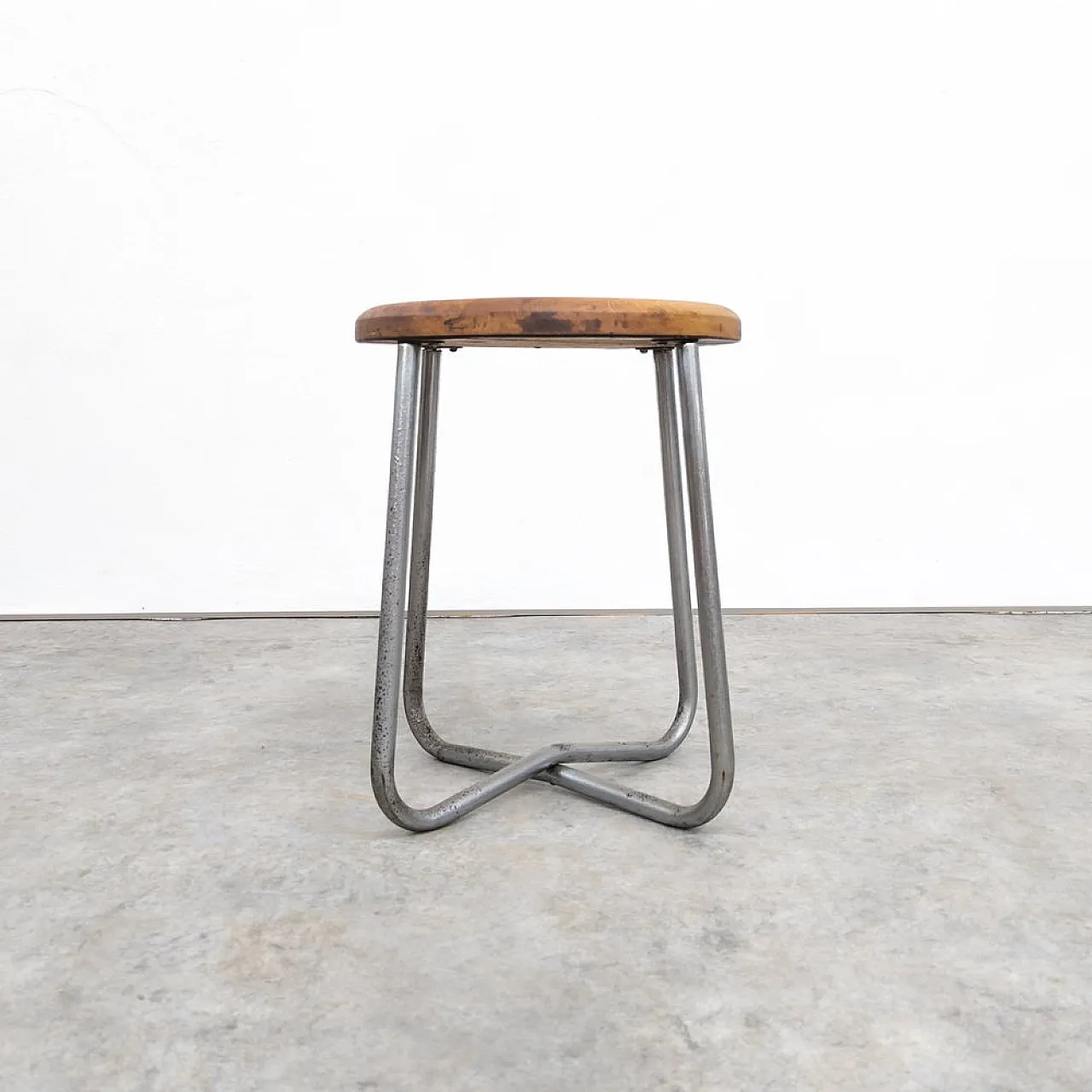 Bauhaus tubular steel Hocker by Karel Ort for Gottwald, 1930s 3