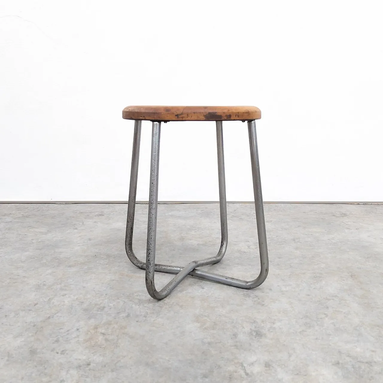 Bauhaus tubular steel Hocker by Karel Ort for Gottwald, 1930s 4