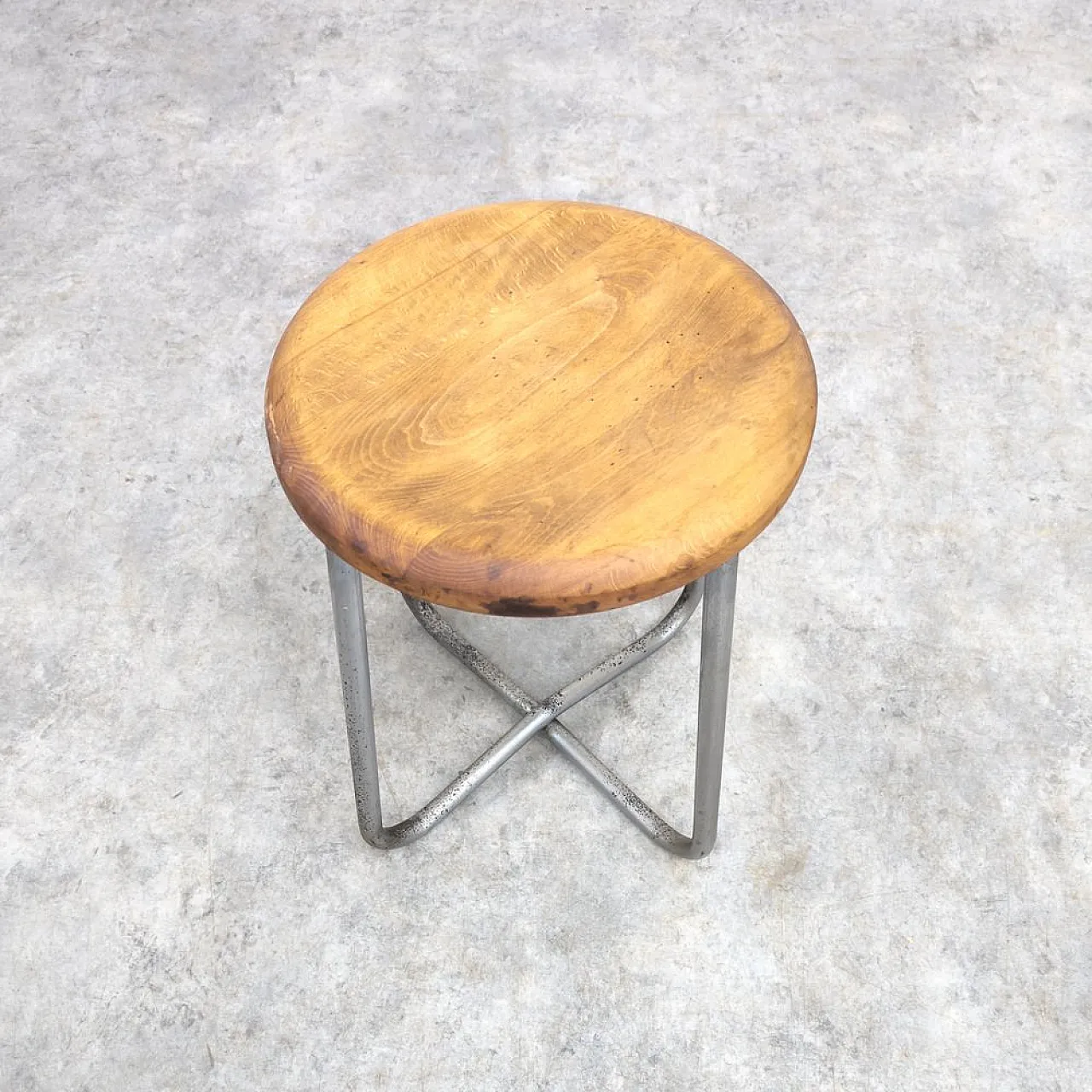 Bauhaus tubular steel Hocker by Karel Ort for Gottwald, 1930s 5