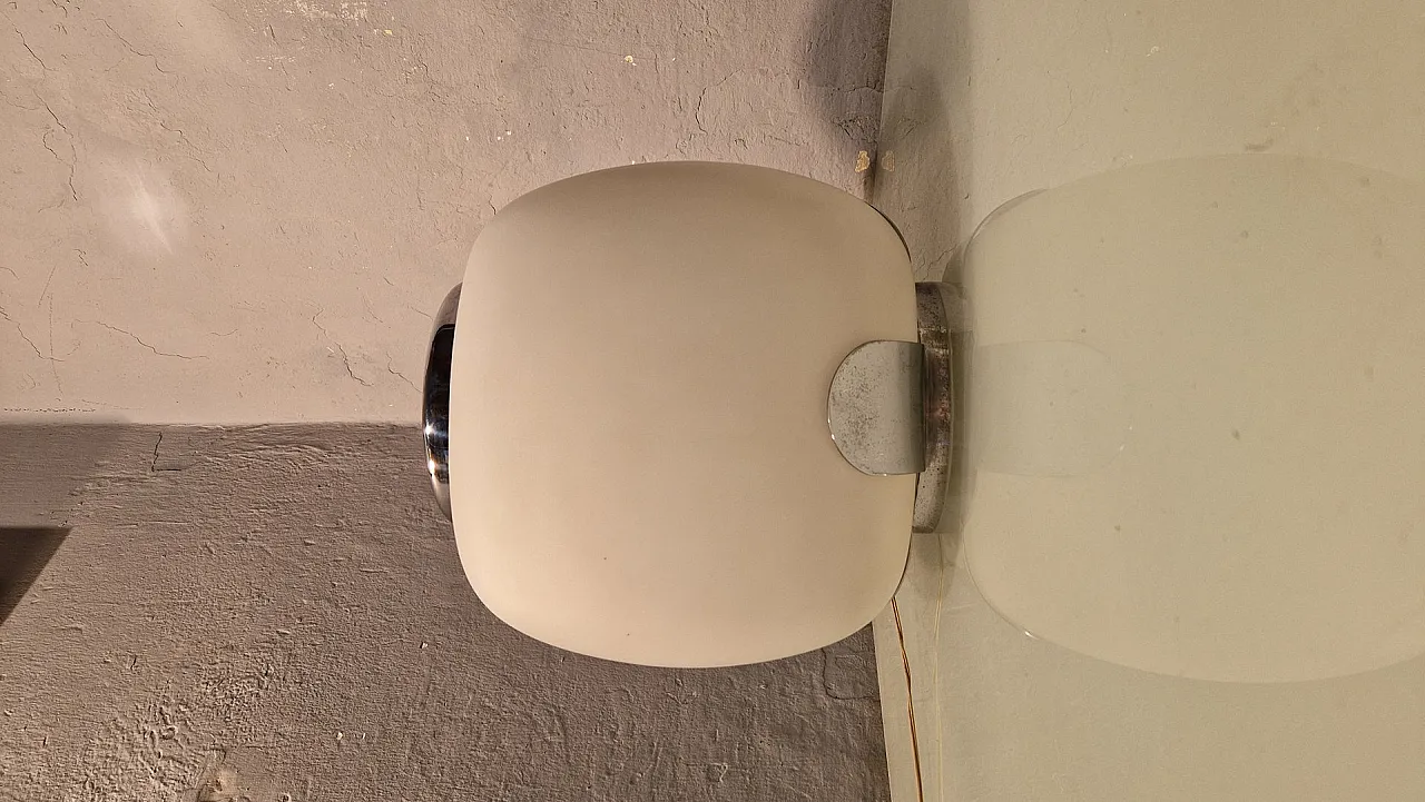 Lampada Flower in ottone cromato e vetro di Valenti Luce, anni '60 2