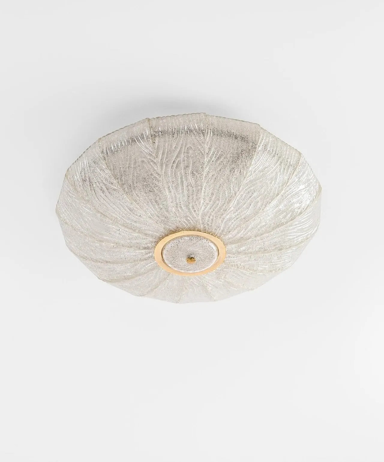 Lampada da soffitto modello Royal in ferro, ottone e vetro Dew di Barovier & Toso, anni '70 1
