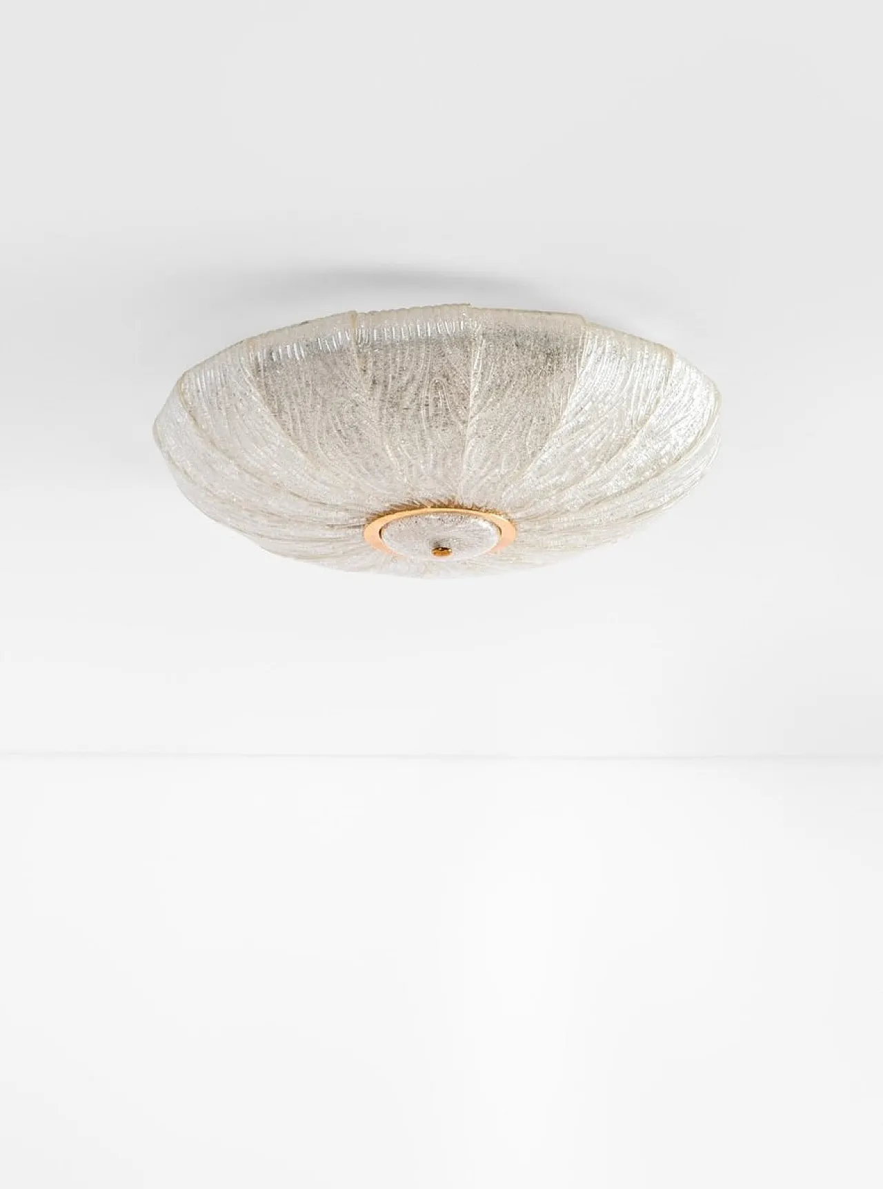 Lampada da soffitto modello Royal in ferro, ottone e vetro Dew di Barovier & Toso, anni '70 2