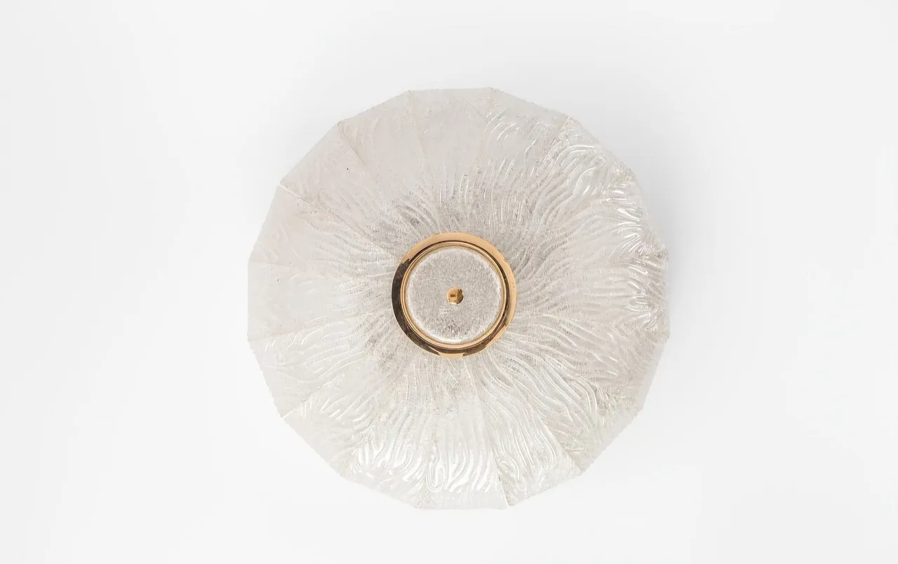 Lampada da soffitto modello Royal in ferro, ottone e vetro Dew di Barovier & Toso, anni '70 3