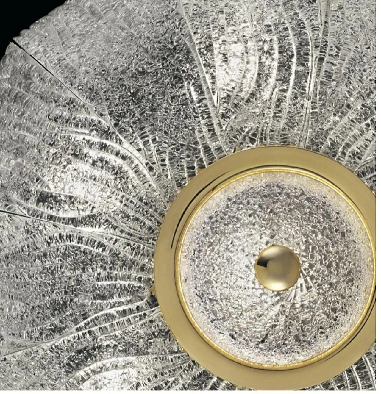 Lampada da soffitto modello Royal in ferro, ottone e vetro Dew di Barovier & Toso, anni '70 4