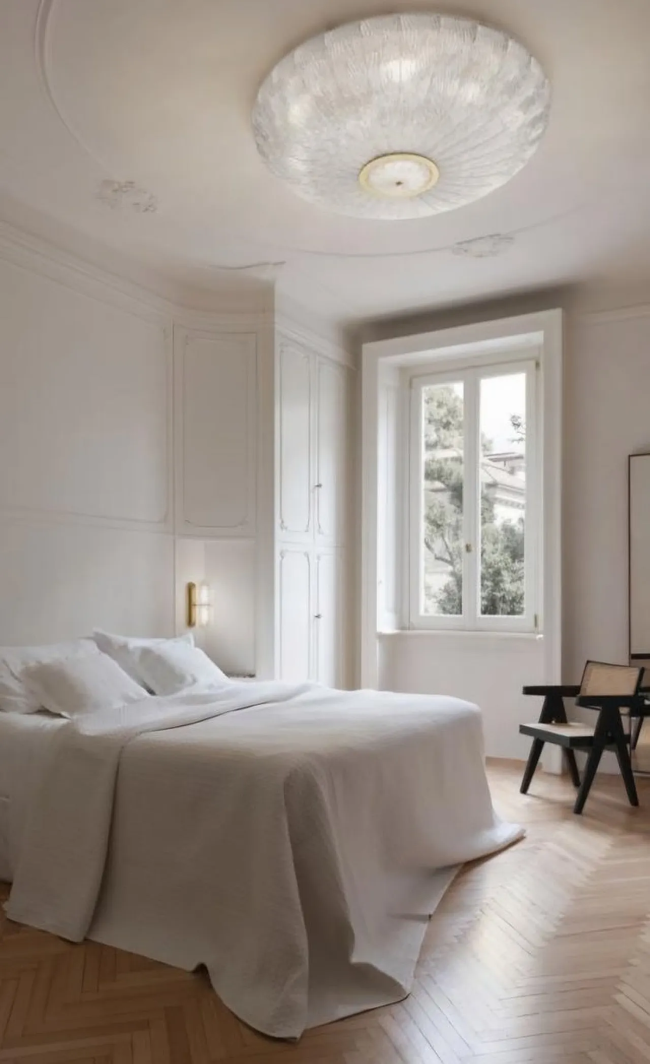 Lampada da soffitto modello Royal in ferro, ottone e vetro Dew di Barovier & Toso, anni '70 5