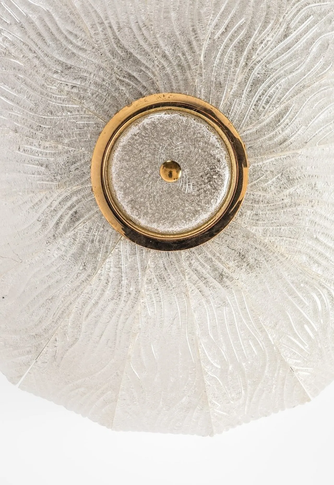 Lampada da soffitto modello Royal in ferro, ottone e vetro Dew di Barovier & Toso, anni '70 6