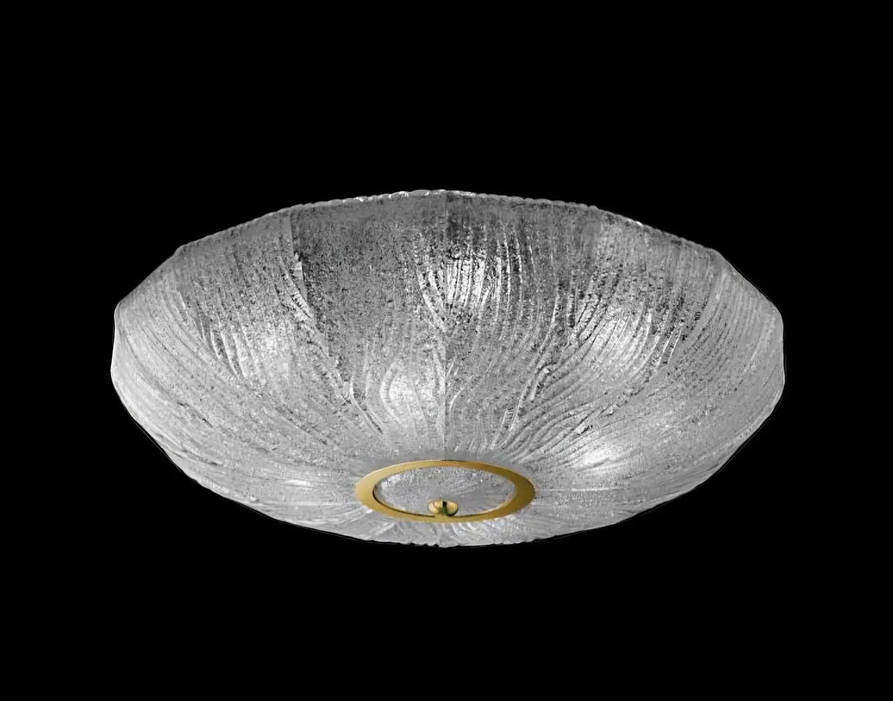 Lampada da soffitto modello Royal in ferro, ottone e vetro Dew di Barovier & Toso, anni '70 8