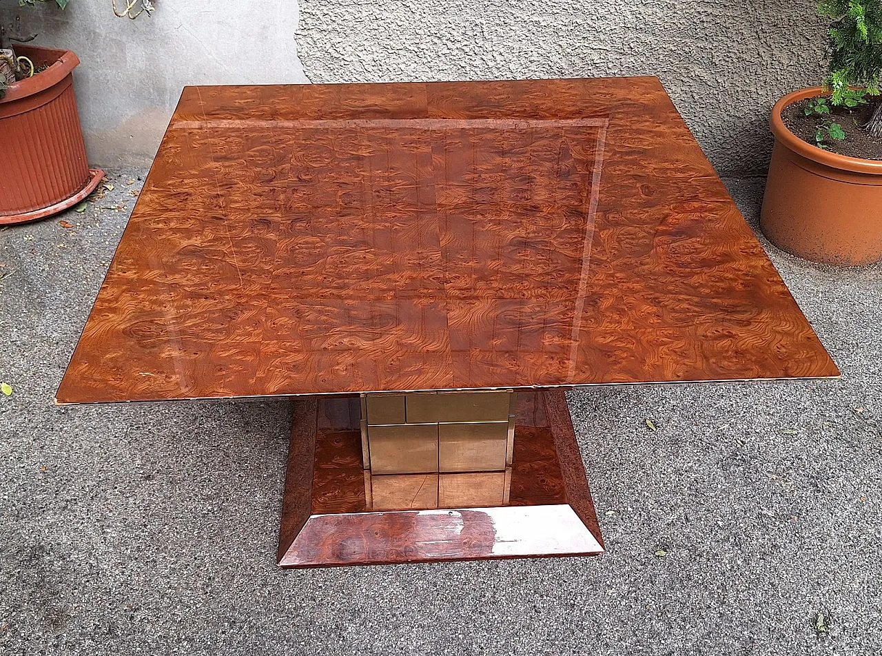 Marcus Dining Table in Briarwood and Brass by Luciano Frigerio for Frigerio Di Desio, 1960s 3