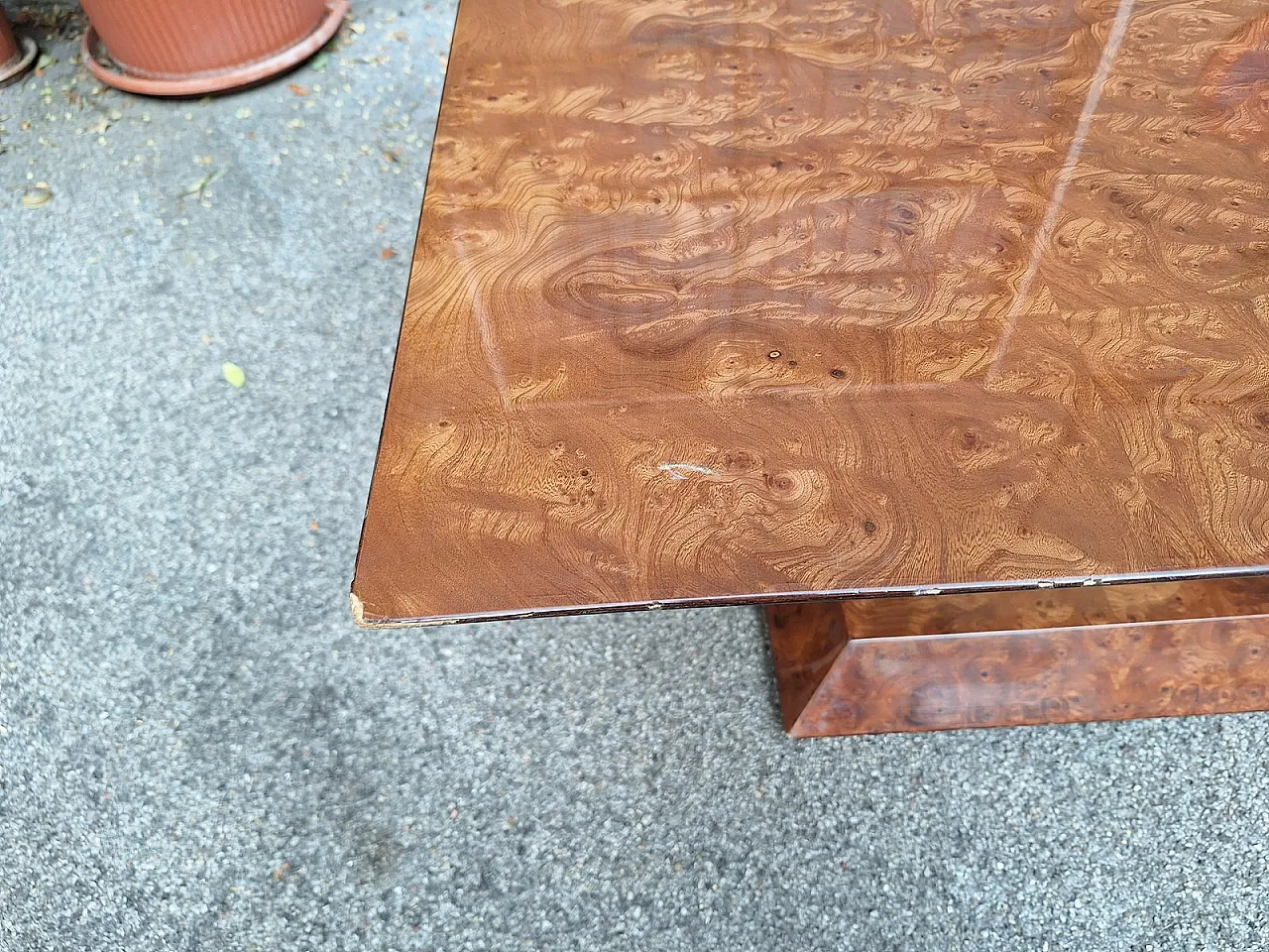 Marcus Dining Table in Briarwood and Brass by Luciano Frigerio for Frigerio Di Desio, 1960s 4