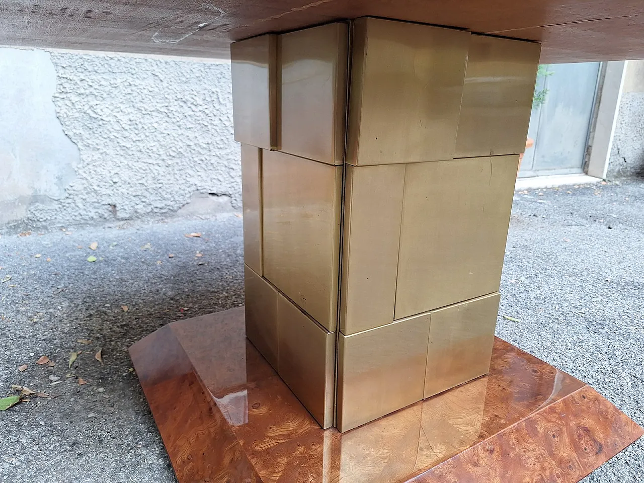 Marcus Dining Table in Briarwood and Brass by Luciano Frigerio for Frigerio Di Desio, 1960s 5