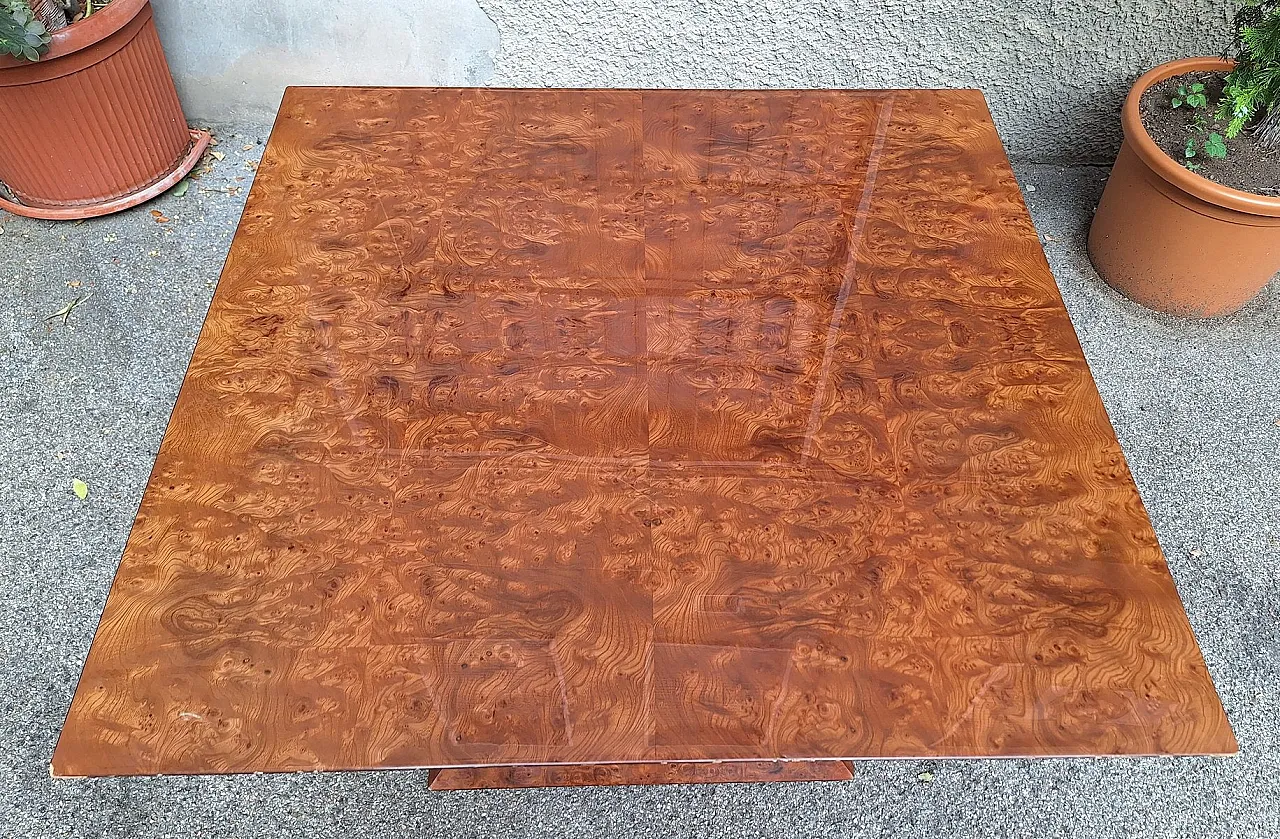 Marcus Dining Table in Briarwood and Brass by Luciano Frigerio for Frigerio Di Desio, 1960s 6