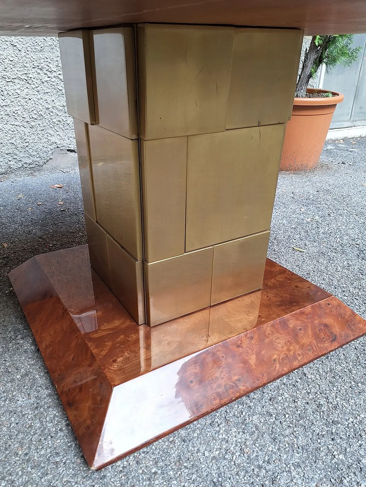 Marcus Dining Table in Briarwood and Brass by Luciano Frigerio for Frigerio Di Desio, 1960s 7