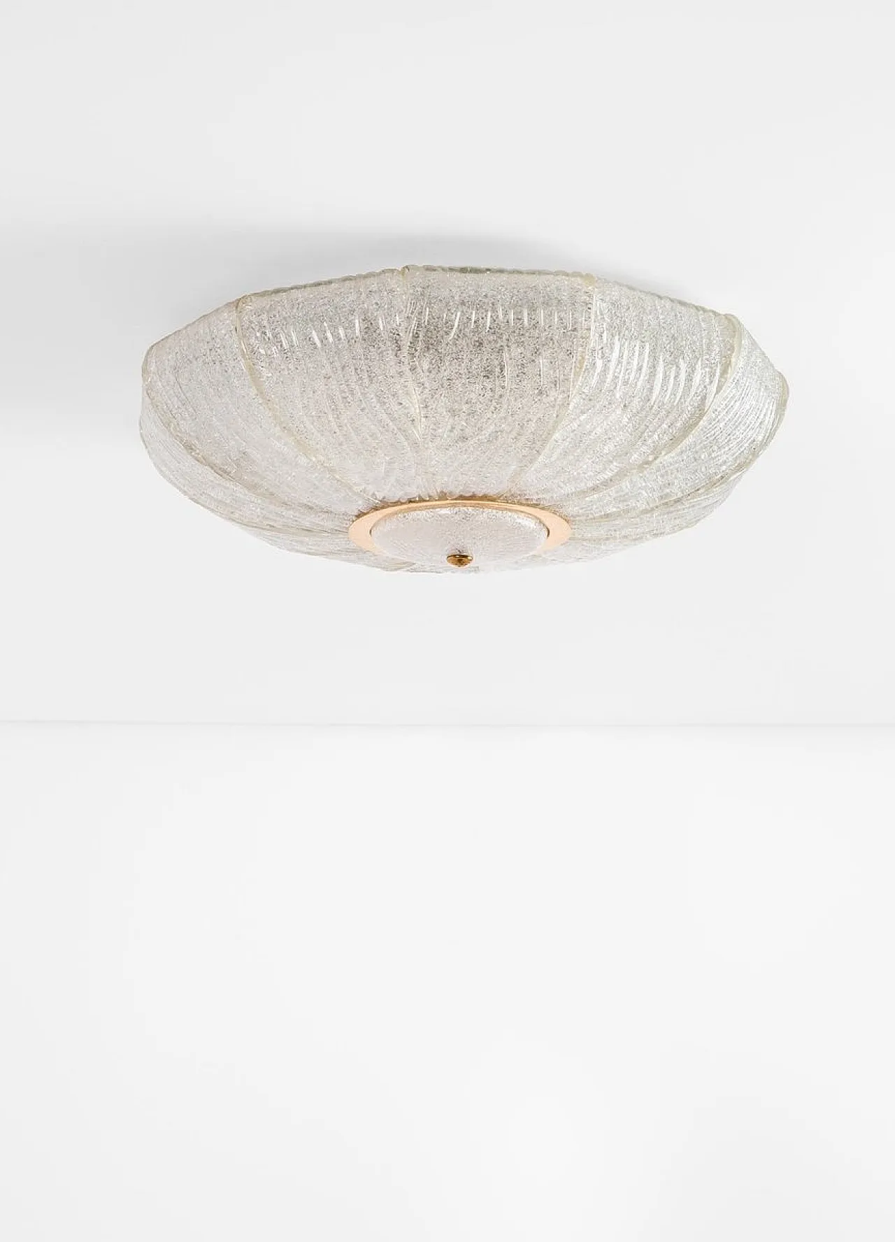 Lampada da soffitto modello Royal in ferro, ottone e vetro Dew di Barovier & Toso, anni '70 2