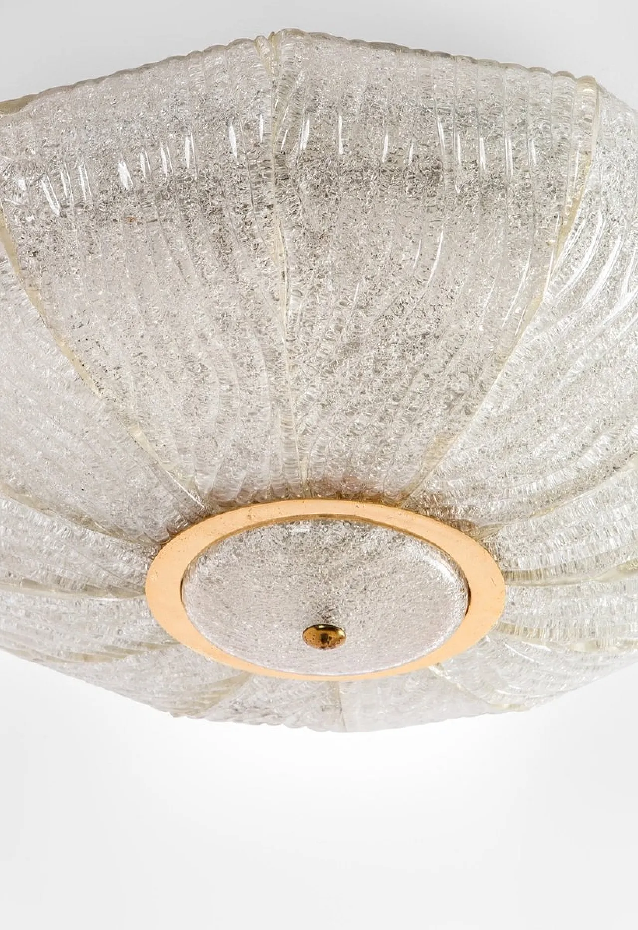 Lampada da soffitto modello Royal in ferro, ottone e vetro Dew di Barovier & Toso, anni '70 4