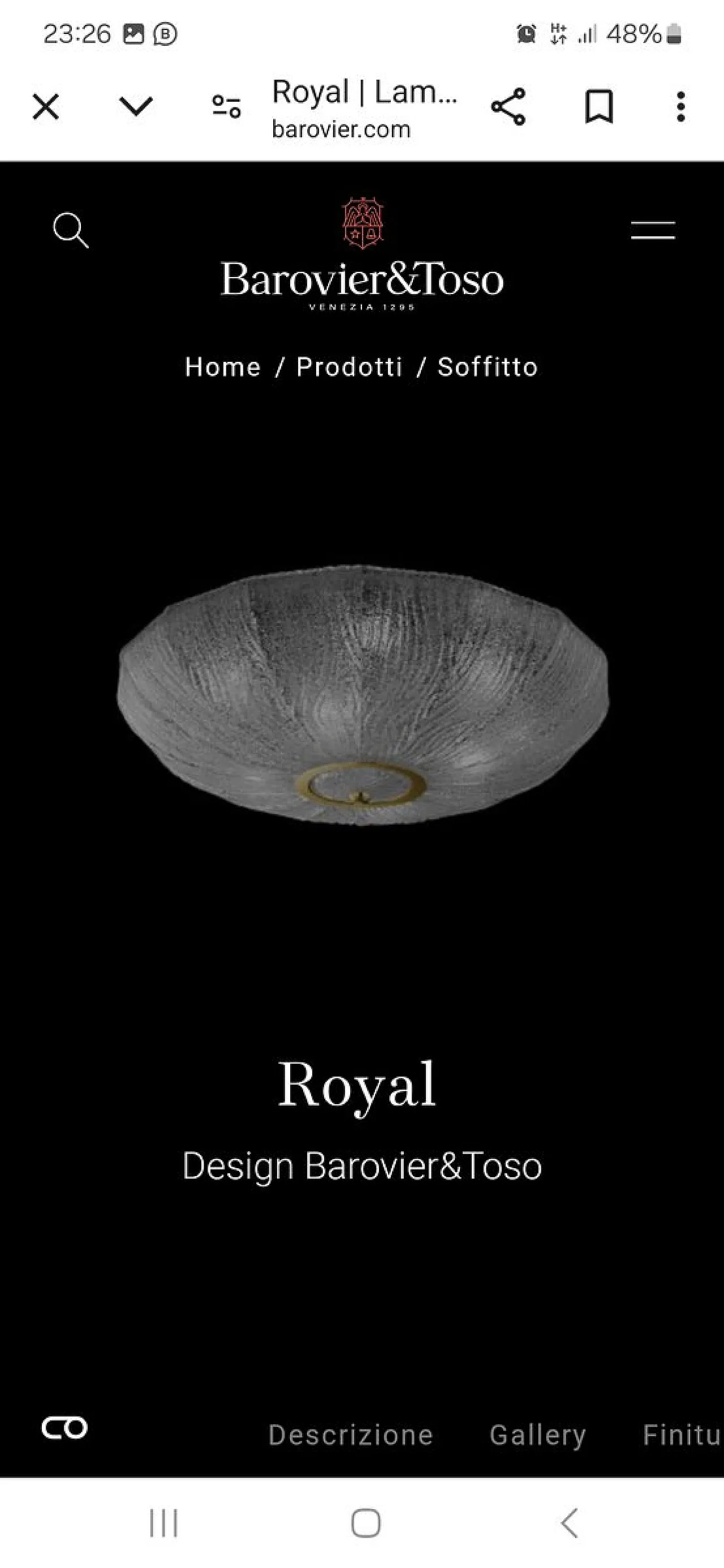 Lampada da soffitto modello Royal in ferro, ottone e vetro Dew di Barovier & Toso, anni '70 6