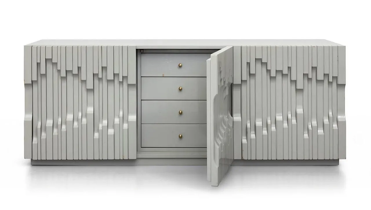 Sideboard Norman Model in White by Luciano Frigerio Wood for Frigerio Di Desio, 1960s 11