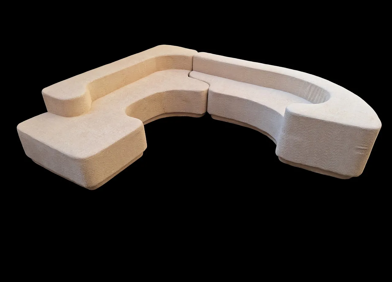 Divano Lara vintage in bouclé bianco di Roberto Pamio per Stilwood, anni '70, set di 2 1