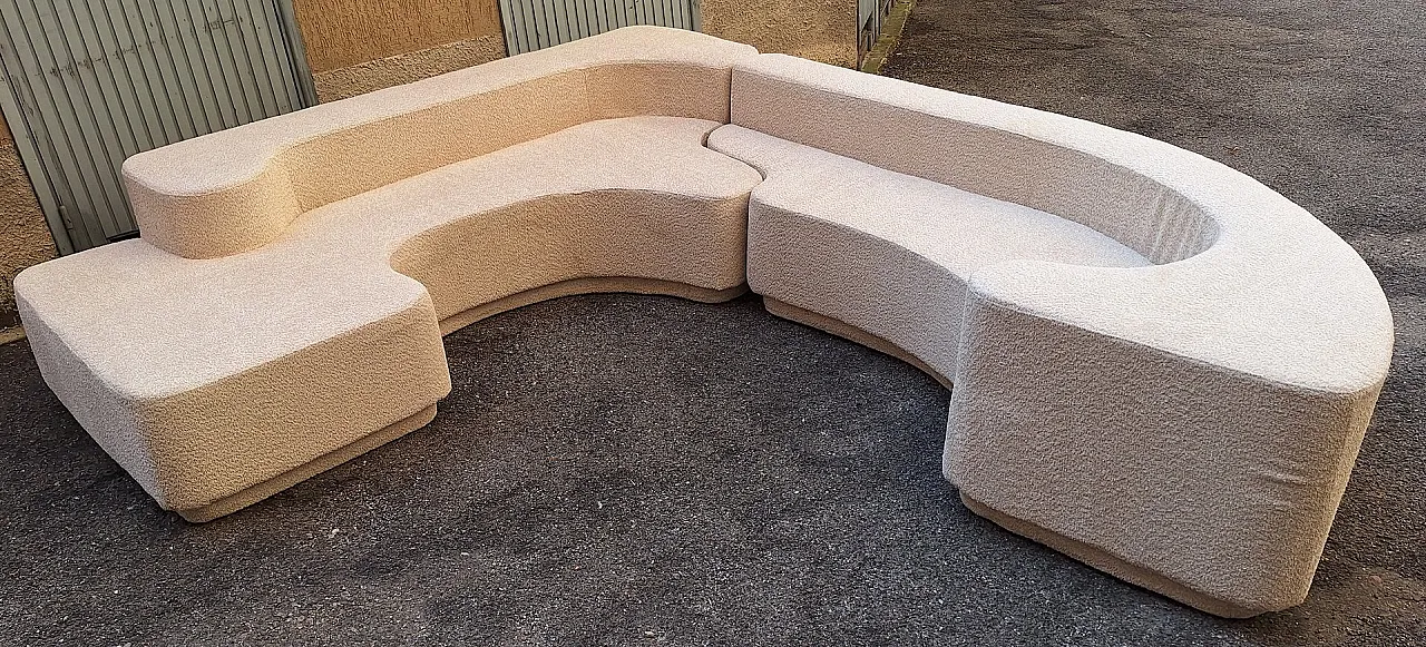 Divano Lara vintage in bouclé bianco di Roberto Pamio per Stilwood, anni '70, set di 2 4