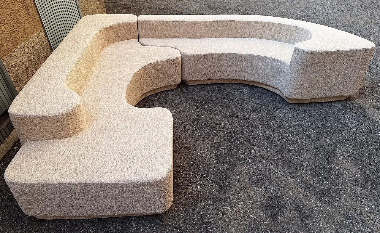 Divano Lara vintage in bouclé bianco di Roberto Pamio per Stilwood, anni '70, set di 2 7