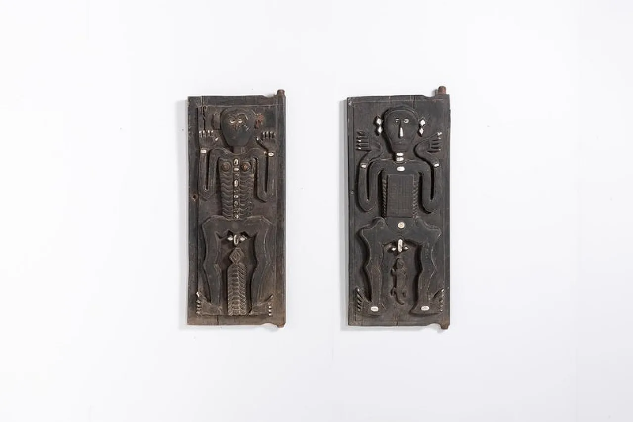 Pair of African art wood panels, mid-20th century 1