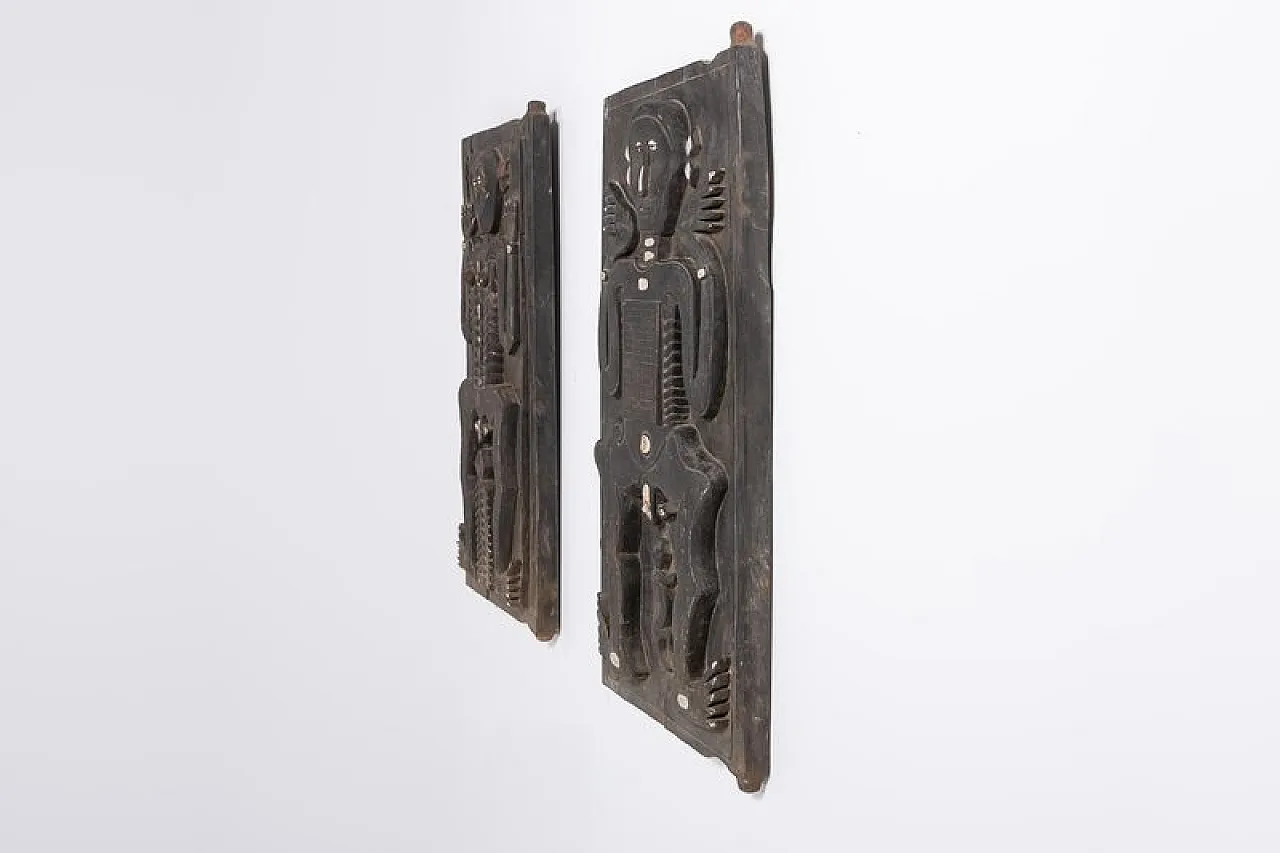 Pair of African art wood panels, mid-20th century 9