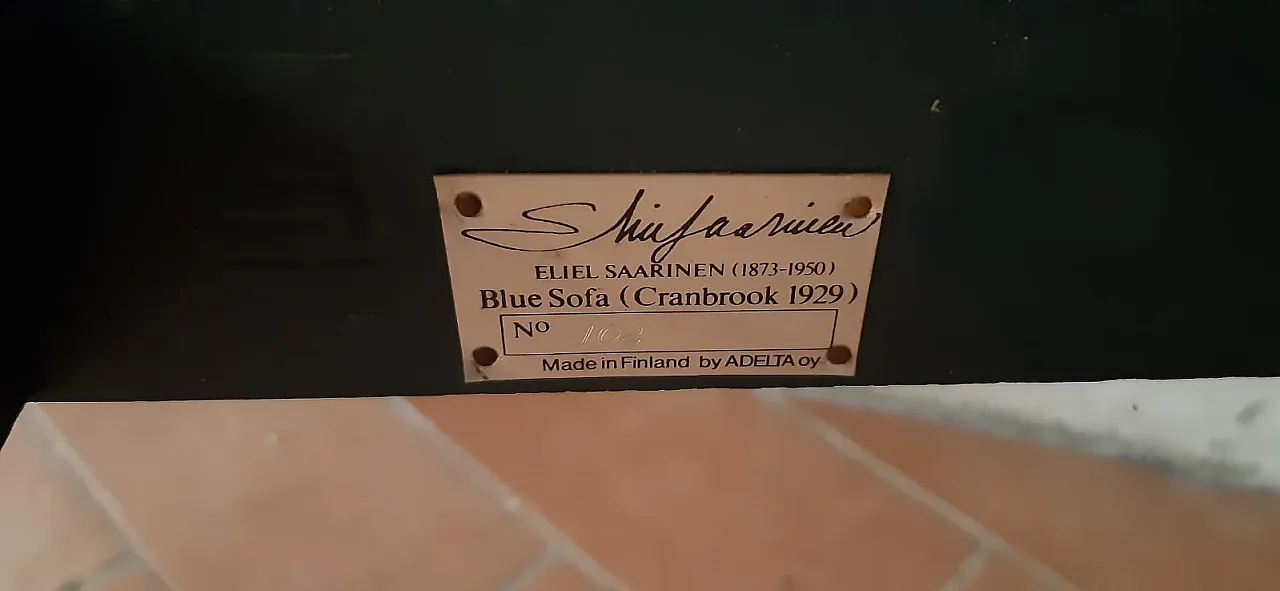Blue Sofa di Adelta Oy per Eliel Saarinen, 1983 2